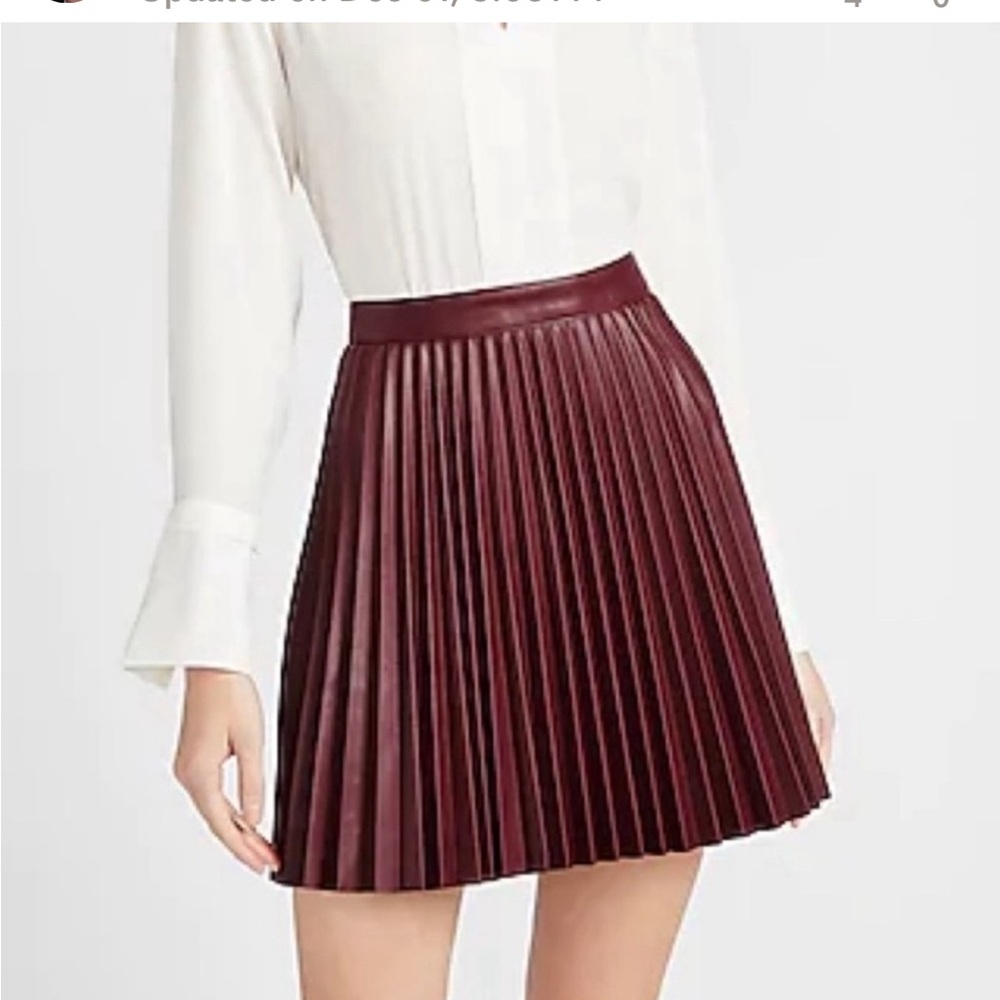 Express Burgundy Pleated Mini Skirt